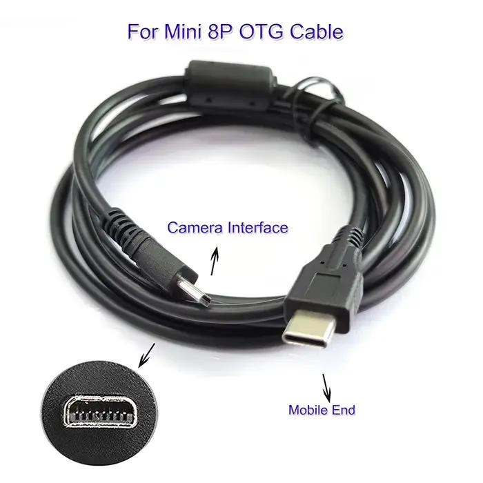 Câble OTG Type-C vers Mini 8P B pour téléphone Android, pour connecter un appareil photo reflex numé