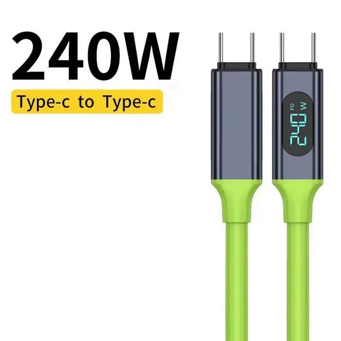 Câble de chargement Super rapide pour téléphone, 240W, Type C à Type C, avec affichage LED, cordon d
