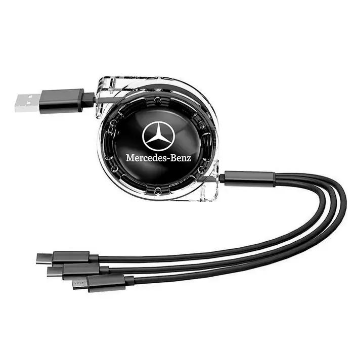 Câble de charge rapide rétractable 3 en 1 pour voiture, cordon de charge télescopique facile à range