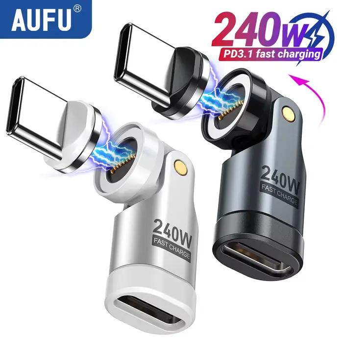 AUFU 240W adaptateur magnétique type-c OTG 9 broches USB C à Type C 5A charge rapide USB C femelle c