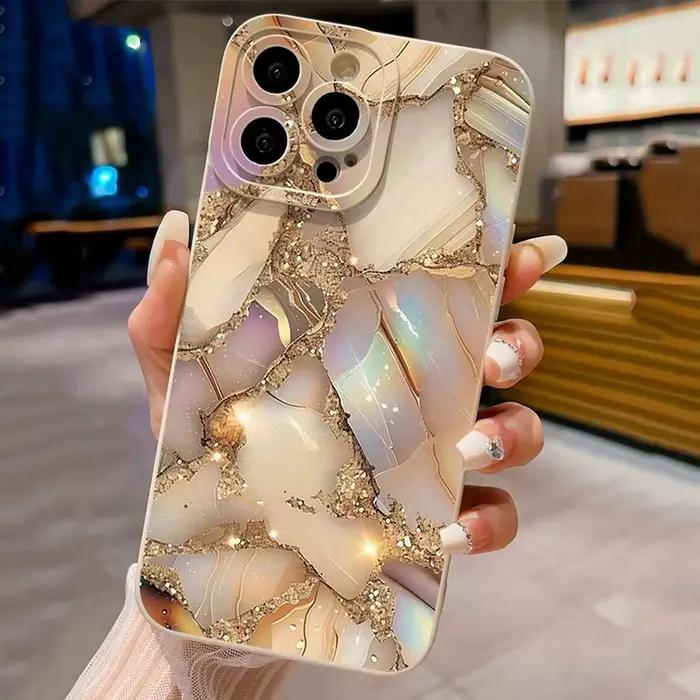 Coque à motif de marbre doré, étui antichoc pour iPhone 17 16 15 Pro Max 14 Plus 13 12 11 Pro Max Mi