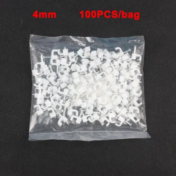 Clips de câble carrés, couleur blanche, 4mm, 5mm, 6mm, 8mm, 10mm, 100 pièces/sac, F4, F5, F6, F8, F1
