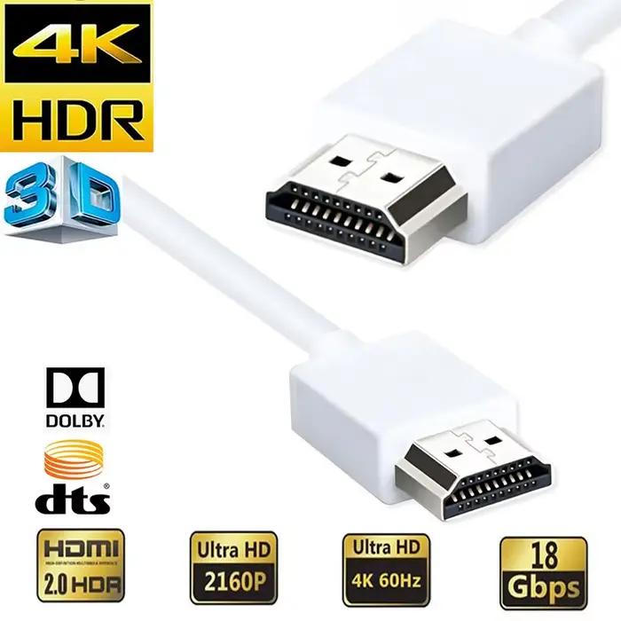 Câble HDMI court 4K blanc câble HDMI 2.0 avec ethernet HDMI ARC CEC HDMI 2.0 câble pour PS5 Xbox sér