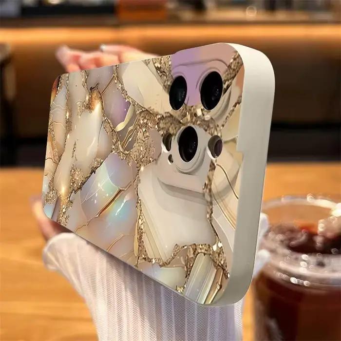 Coque à motif de marbre doré, étui antichoc pour iPhone 17 16 15 Pro Max 14 Plus 13 12 11 Pro Max Mi