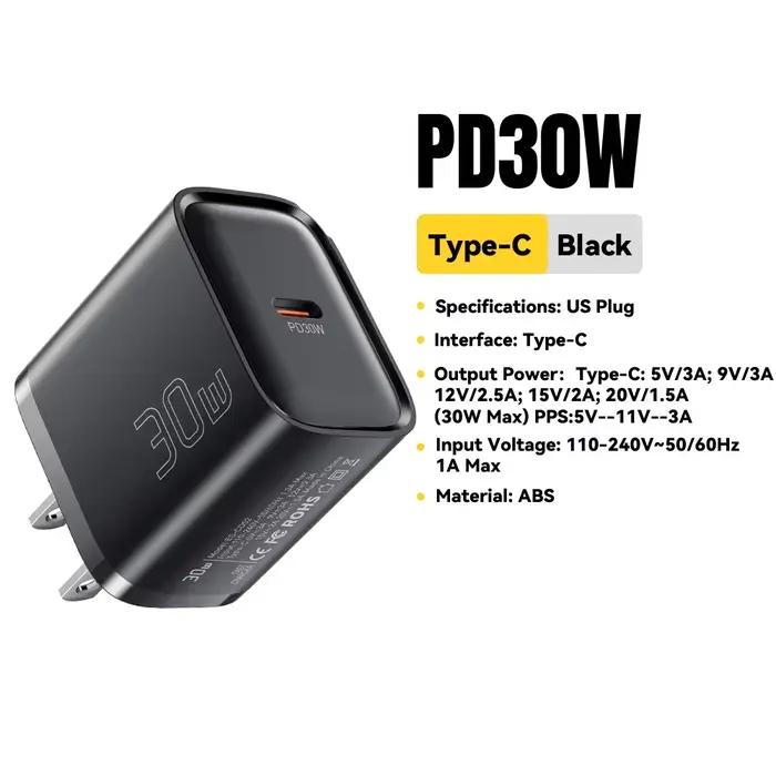 Essager 30W type-c chargeur PD 3.0 USB C chargeur pour iPhone 16 15 14 Pro Samsung Huawei Xiaomi tab