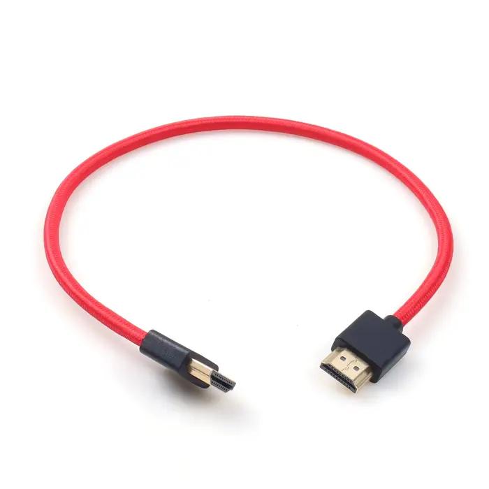 Câble HD portable rouge/noir 8K, standard HD vers HD, flexible à ressort/droit, cordon HD2.1 pour PC