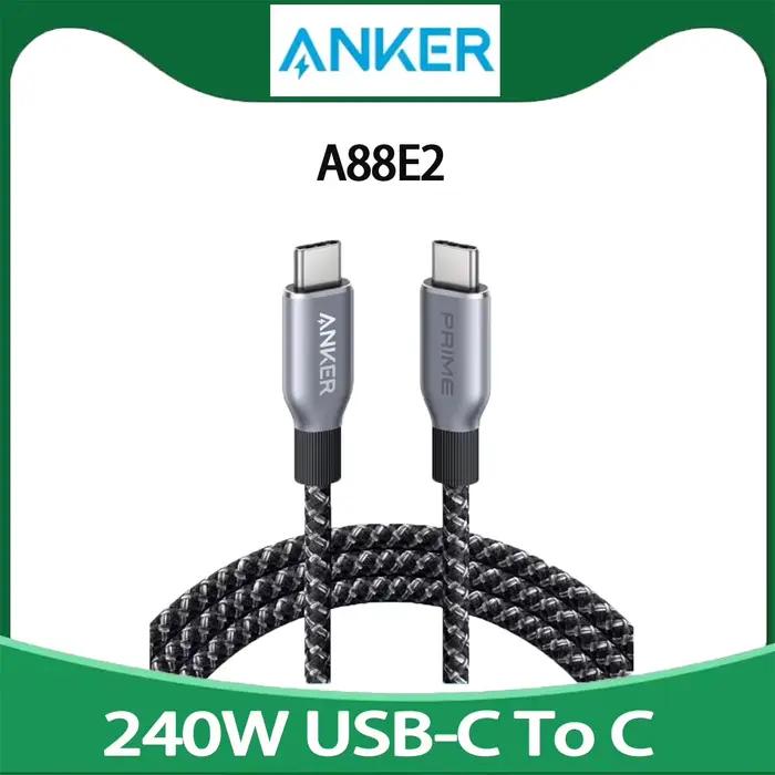 Câble USB C vers USB C Anker Prime, 240W, 6 pieds, câble de charge rapide USB C en nylon tressé recy