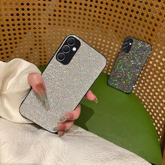 Coque de téléphone de luxe en TPU, motif de grille brillante, à la mode, pour Samsung Galaxy A14 A15