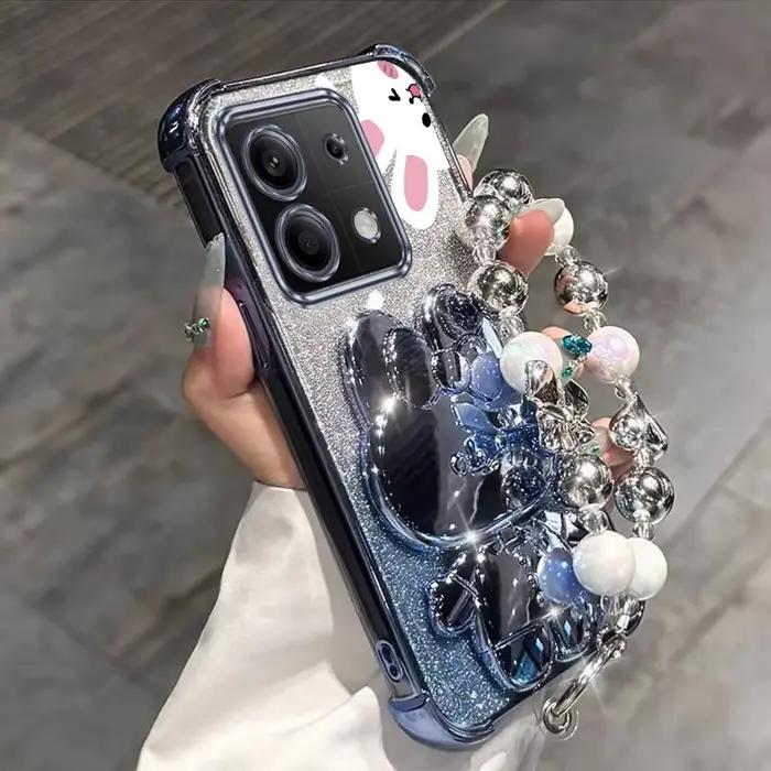 RedmiNote13 Airbag paillettes miroir lapin support de téléphone étui pour Xiaomi Redmi Note 12 12s 1