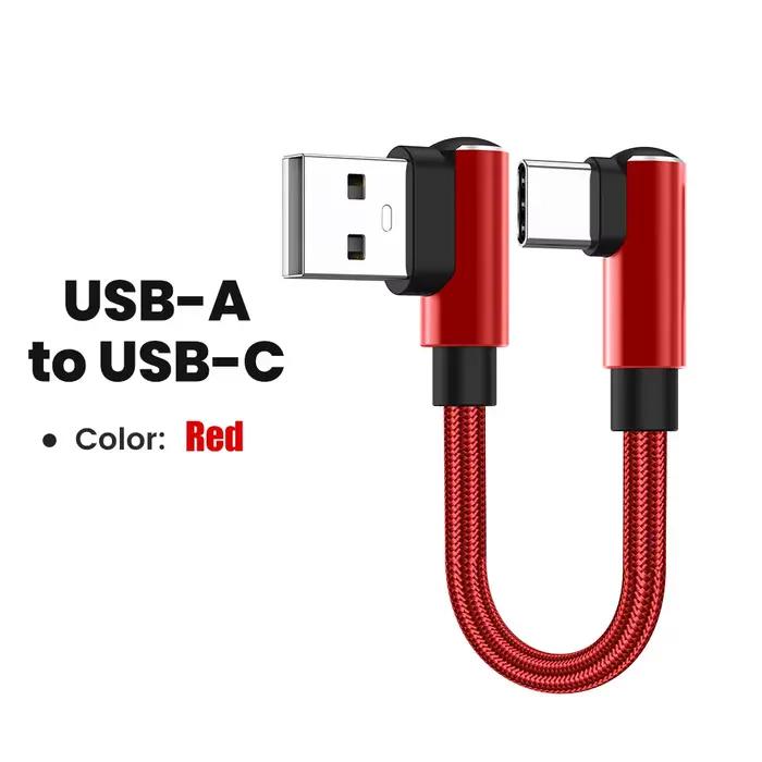 Câble de données court 0.25m/0.5m, coude à 90 degrés, USB A/USB C vers Type C, câble de charge rapid