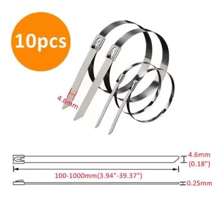 Attaches de câble autobloquantes en métal, 10/20/50 pièces, réutilisables, robustes, organisateur d'