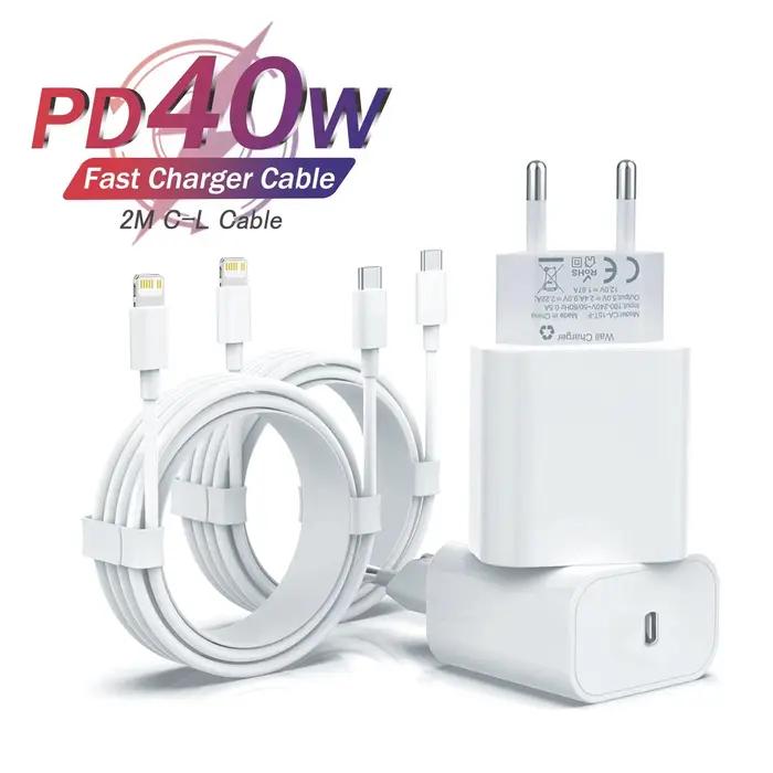 Lot de 2 chargeurs rapides 40W pour iPhone 17 Pro Max, compatible iPhone 16 15 14 13 12 Pro Max, ave