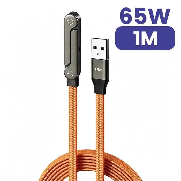Câble USB 2 en 1 65W, support pliable, câble de données, charge rapide, support de bureau, pour Huaw