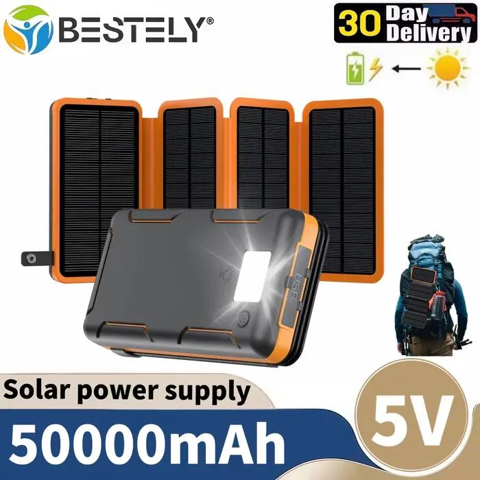 Nouvelle batterie portable solaire 50000 mAh chargeur de grande capacité Compatible avec IOS Android