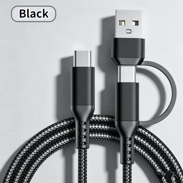 Câble de charge rapide 2-en-1 USB-C vers USB-C 60W, 1m/3m, compatible téléphones portables et tablet