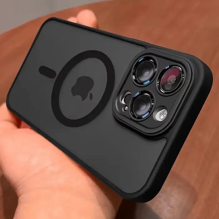 Protecteur d'objectif de charge magnétique sans fil translucide, coque d'origine pour iPhone 15, 14,
