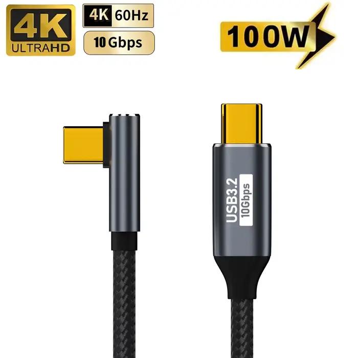 Câble PD100W USB-C vers USB-C USB3.2 10 Gbps 4K@60Hz pour la duplication d'écran, cordon Type-C 5A p