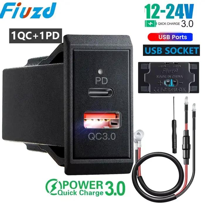 Prise de courant USB, adaptateur de chargeur de voiture, prise de voiture 12V-24V QC 3.0, chargement