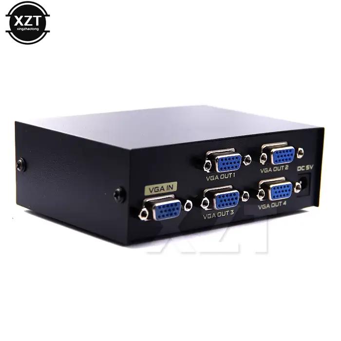 Répartiteur VGA 4 ports 1x4 1 à 4 ports, amplificateur de Signal vidéo HD 200MHz, prise en charge 19