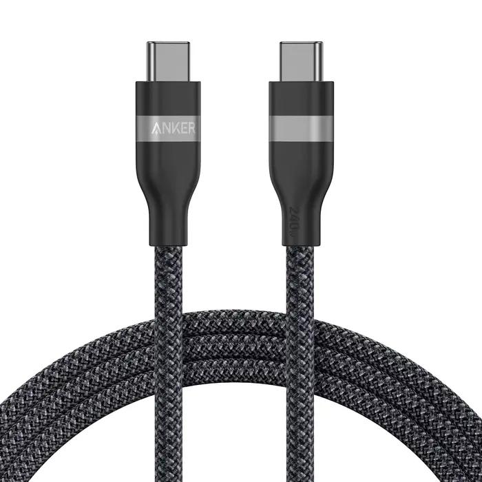 Nouveau câble USB-C vers USB-C Anker 240W 3ft & 6ft, tressé recyclé, charge rapide pour iPhone 16 Se