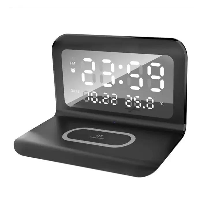 Support de chargeur sans fil avec réveil et thermomètre, station de charge rapide pour iPhone 17/16/