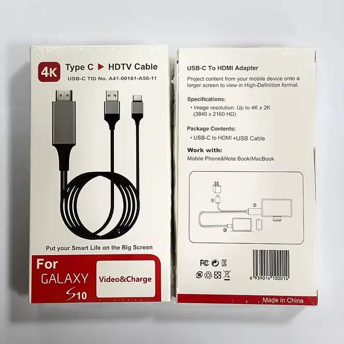 2M ordinateur portable téléphone USB type-c vers HDMI TV 4K 1080P Projection même câble d'écran HD A