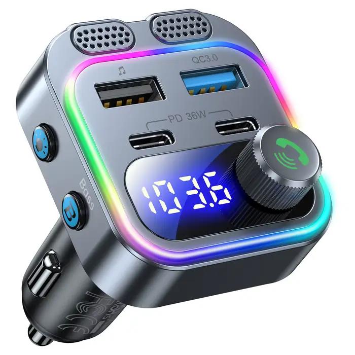 Chargeur de voiture rapide 66W, Bluetooth 5.4, transmetteur FM, Radio sans fil, appel mains libres, 