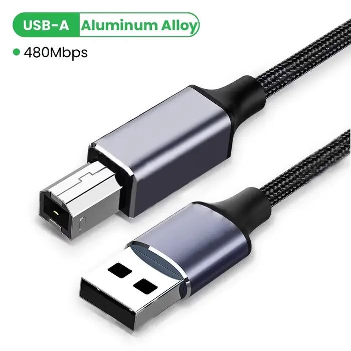 Câble d'imprimante USB 2.0 Type C vers USB B, câble d'imprimante tressé, cordon de scanner pour Epso