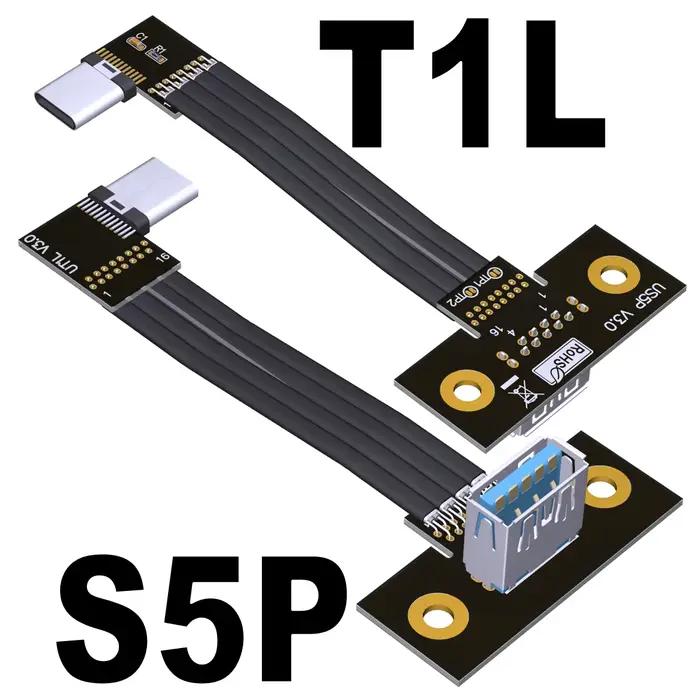 ADTLINK USB 3.1 type-c vers USB-A câble blindé d'extension plate 10G/bps coudé droit mâle femelle FP
