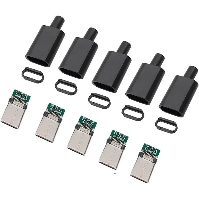 5/10 ensembles USB 3.1 Type C connecteur prise mâle bricolage fil à souder USB C mâle câble adaptate