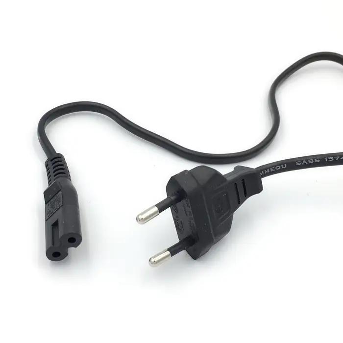 Bolantedz cordon électrique câble d'alimentation ue câble 2Pin 1.5M 250V 2.5A cordon d'alimentation 