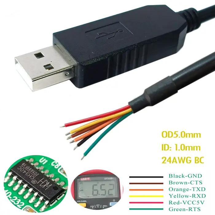 Adaptateur Convertisseur USB Série CH340 COM RS232 CBL pour BMS, Routeur, Contrôleur PLC, Servomoteu