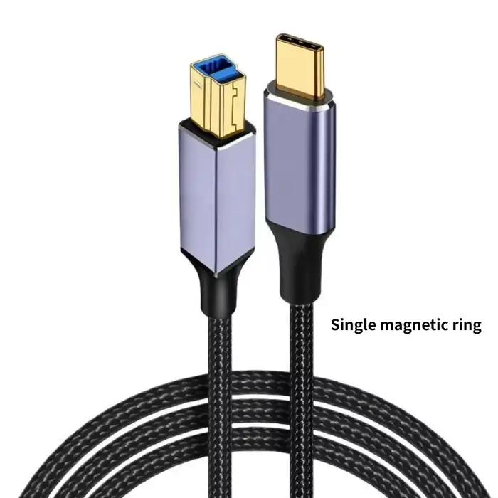 Câble USB C vers USB B 3.0 mâle-mâle, en nylon tressé, plaqué or, câble d'imprimante Type-C, transfe