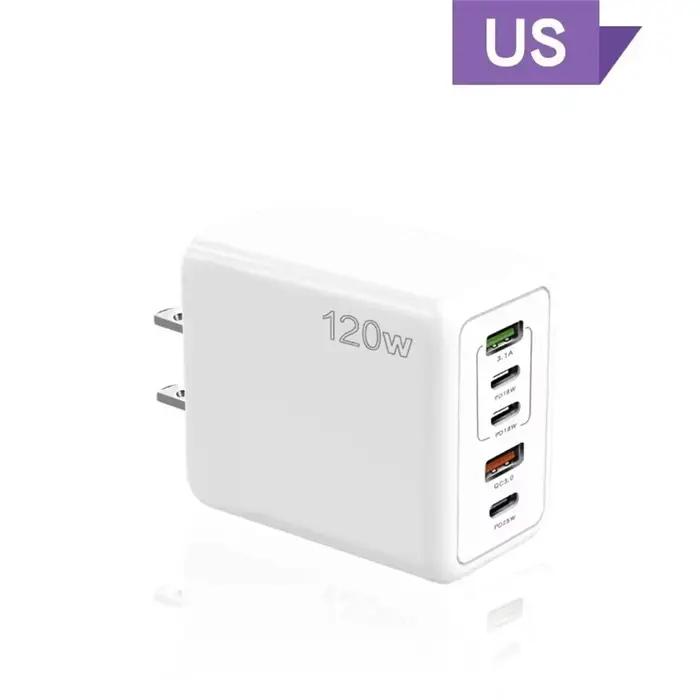 Chargeur USB Total 120W, 5 Ports de Type C, charge rapide, adaptateur mural pour téléphone portable,