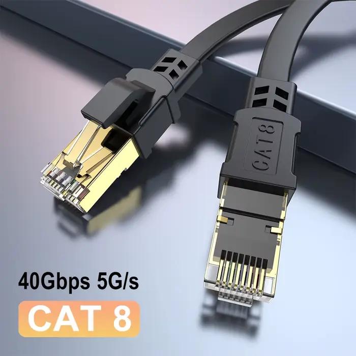 Câble Ethernet CAT 8 40Gbps 2000MHz CAT8 RJ45 réseau Lan cordon de raccordement plat 10m 15m 20m 30m