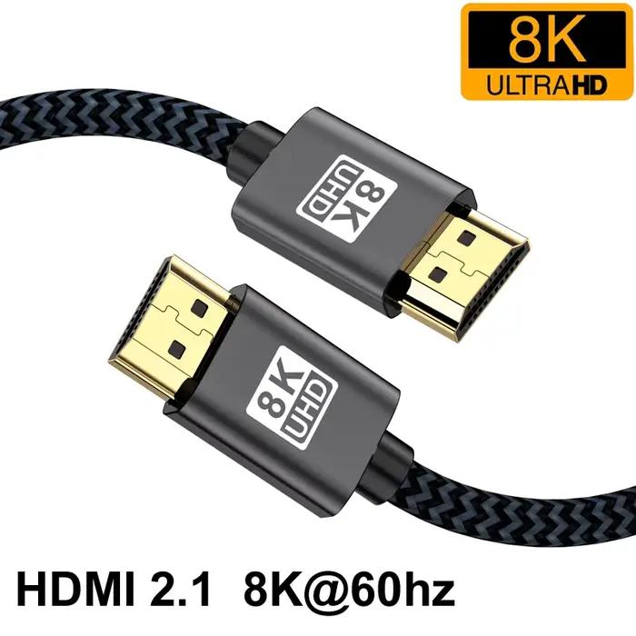 Câble Compatible HDMI 1M/2M/3M, 8K/60Hz 4K/120Hz HD UHD HDR ARC 48Gbps, adaptateur pour PC TV ordina