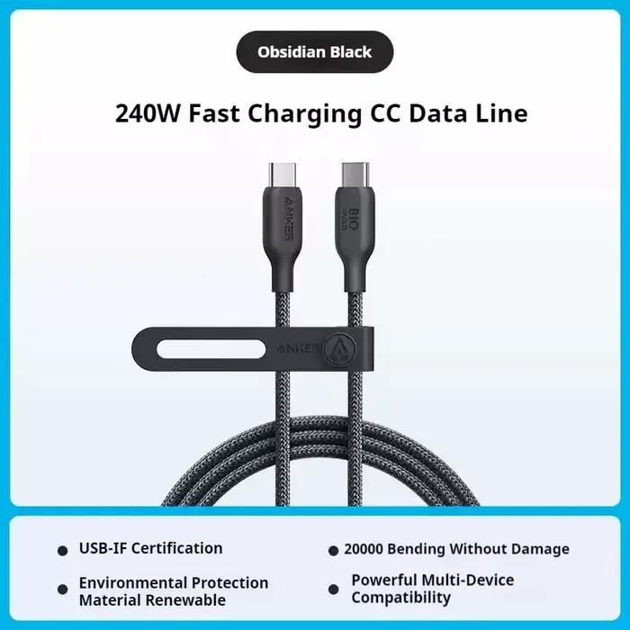 AnKer câble USB C d'affichage numérique pour iPhone 16 15 Xiaomi Huawei 240W PD charge rapide pour M