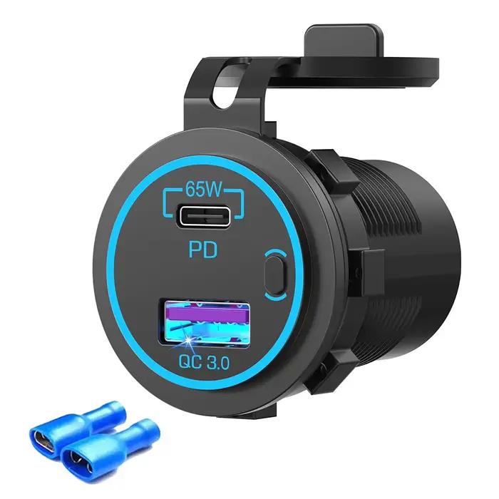 Prise USB C pour ordinateurs portables 83W 12V, Port PD3.0 65W et prise de chargeur USB de voiture Q