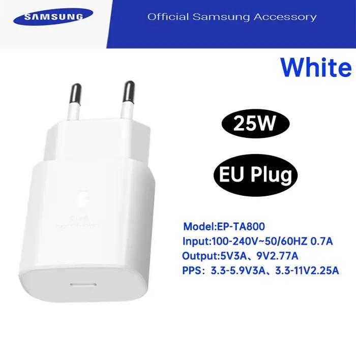 Ep-Ta800 Samsung 25w Pd sourire chargeur Usbc Chargeur Adaptateur Galaxy S25 S24 FE S23 S22 S21 A54 