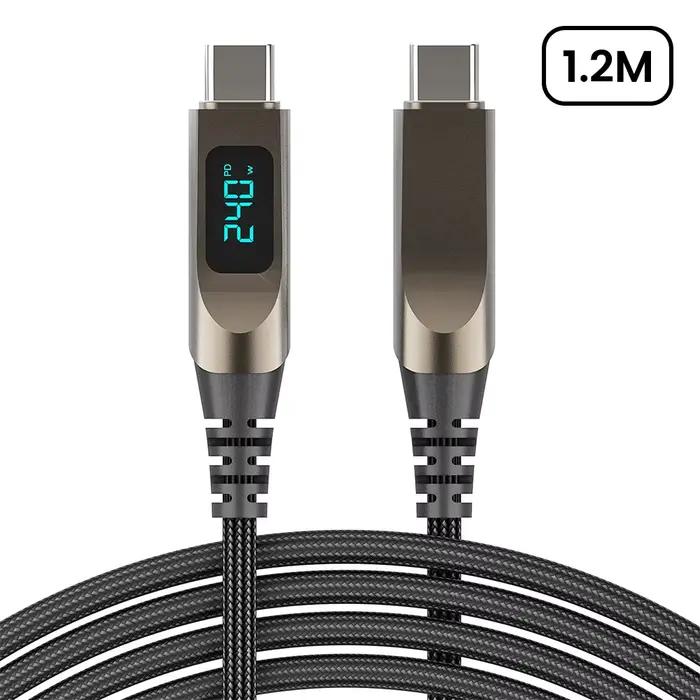 Elough 240W affichage numérique USB C vers USB C câble en alliage de Zinc 5A Type C à Type C câble d