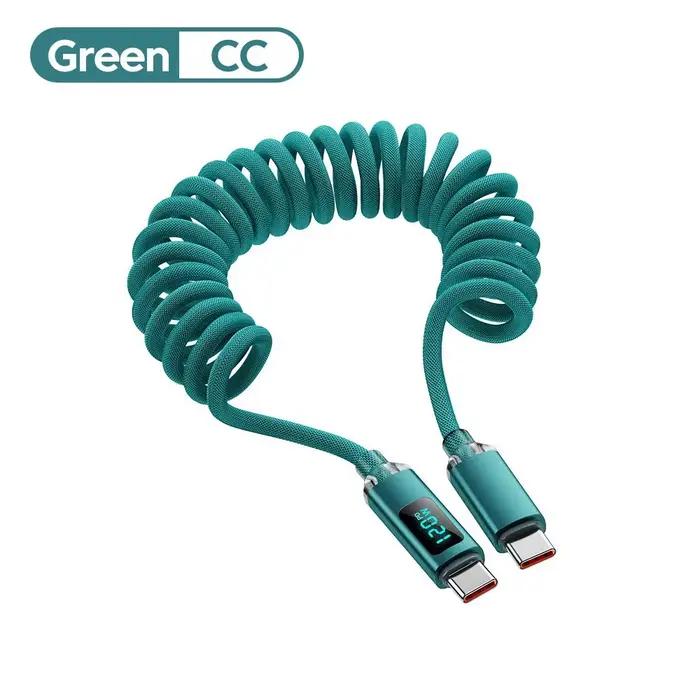 Câble de charge super rapide rétractable USB C vers Type C avec affichage numérique 120W, câble à re