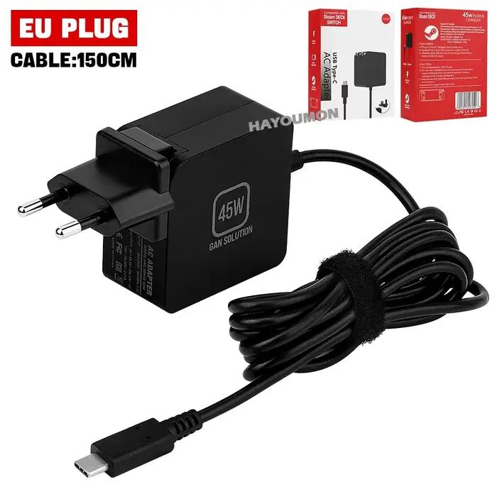 Chargeur rapide pour Steam Deck 45W, alimentation, protocole PD, adaptateur secteur 20V/3A, câble de