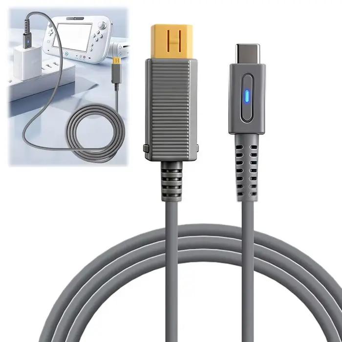 Câble de charge USB-C vers Wii U de 1,8 m, adaptateur de charge rapide PD, cordon pour manette Ninte