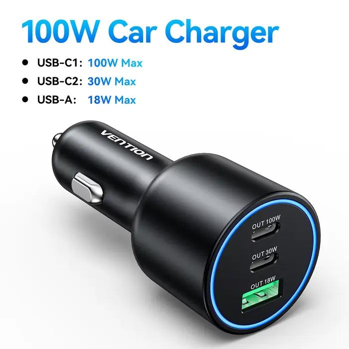 Vention 165W USB C chargeur de voiture 3 Ports PD QC 4.0 45W pour Samsung S25 iPhone 17 16 Macbook 1