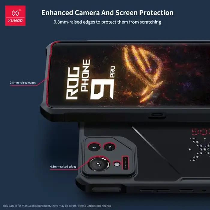 Pour ASUS Rog Phone 9 Pro, 9 étui XUNDD Airbag antichoc Transparent PC cadre TPU couverture arrière 