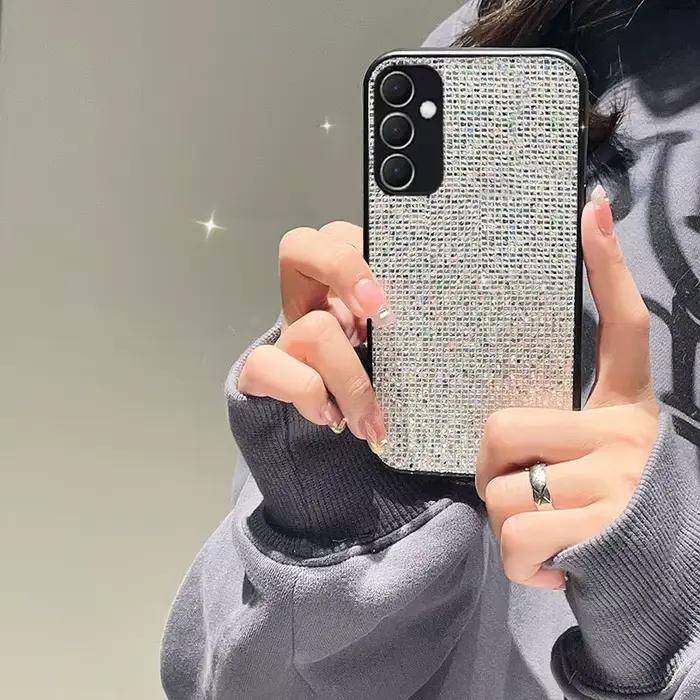 Coque de téléphone de luxe en TPU, motif de grille brillante, à la mode, pour Samsung Galaxy A14 A15