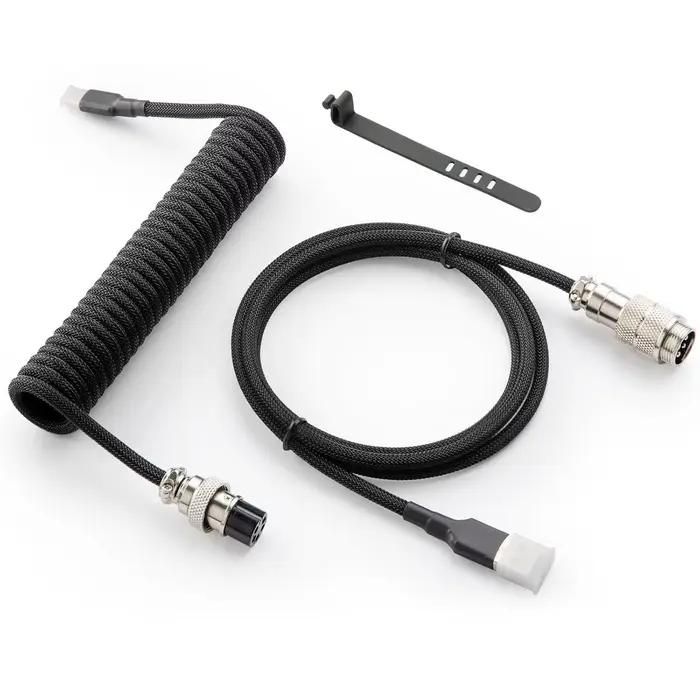 Câble USB-C enroulé, avec connecteur métallique détachable, 1,5 m, double gaine tressée, cordon USB-