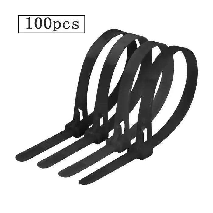 100 attaches-câbles réutilisables en nylon, type zip, détachables, en plastique coloré