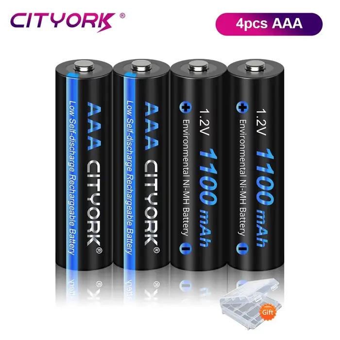 CITYORK 1.2V AAA NIMH batterie Rechargeable 3A NI-MH piles AAA rechargeables avec boîtier de batteri
