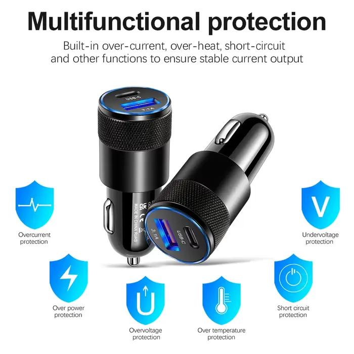 Mini chargeur de voiture 70W PD USB C Charge rapide QC3.0 Charge rapide Type C chargeur de voiture a